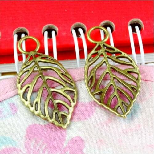 80pcs Antique Bronze Plated tree leaf Charms Necklace Pendant Jewelry Making Handmade 16*32MM