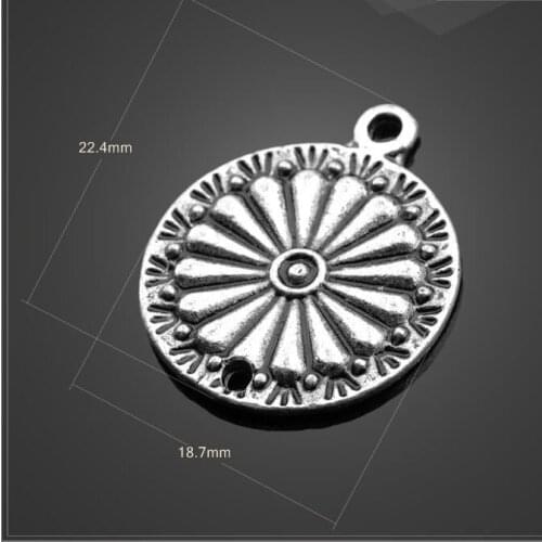 High quality 20 PCS/Lot 18.7mm*22.4 diy accessories tibetan silver disc connector jewelry handmade charms lot