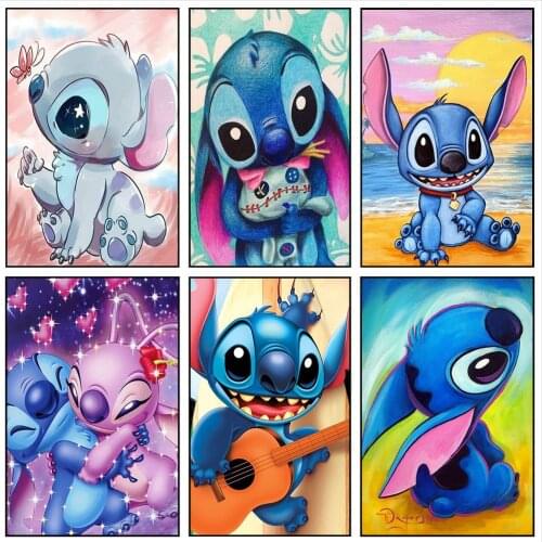 Full Drill 5D Diamond Painting Disney Cartoon Lilo & Stitch Diamond Embroidery Cross Stitch Mosaic Home Decoration