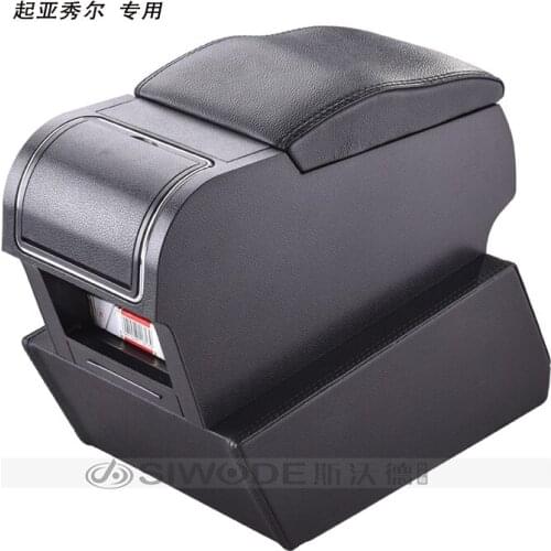 Free Punch Wooden Pu Leather Special Car Armrest Box with 4 USB Hole for KIA Soul Multifunctional Car Center Hand Box