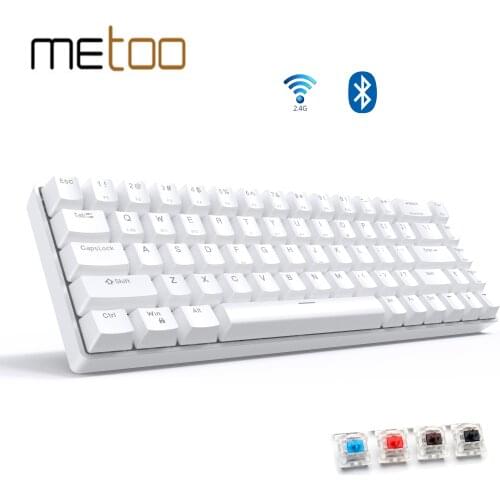 Metoo Wireless Mini 68key 2.4G/Bluetooth Gaming Mechanical Keypad Blue red brown for Win iOS Android Laptop PC