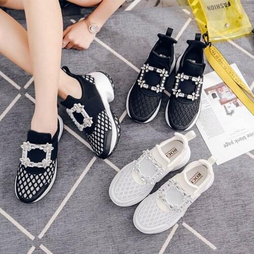 Air Mesh Designer Shoes Shoes 2021 Platform Crystal Buckle Thick Soled Womens Sports Shoes Casual Shoes