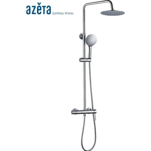 Good Quality Wall Mounted 8inch Rainfall Shower Head Shower Set Bathroom Chrome Plated Shower Tap Round Shower Set AT7728