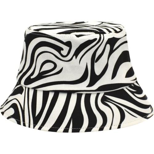 Double Sided Zebra Pattern Printing Bucket Hats Men Women Fashion Femme Sunshade Caps Summer Fold Sun Fishing Fisherman Hat P5