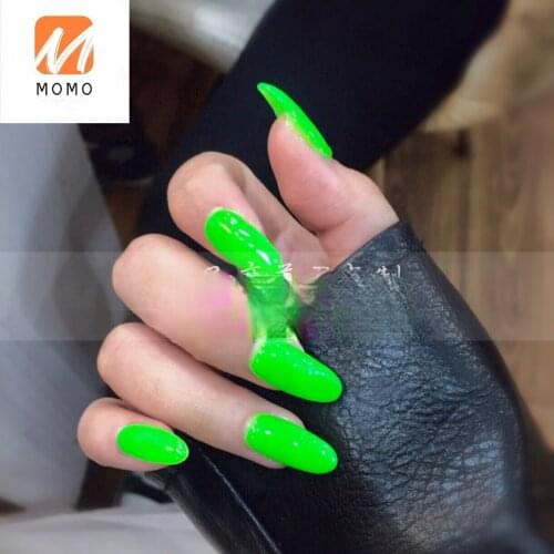 European and American UV Nail Beauty Finished Product Nail Tip Fluorescent Green Fake Nails Bar Nightclub Disco Jumping