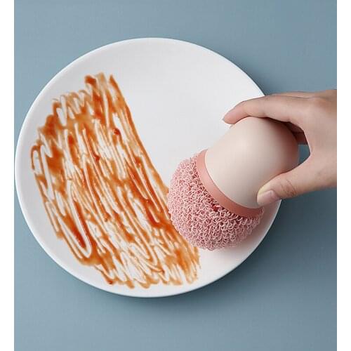 Cooker Brush Handle Cleaning Ball Dish Washing Sponge Defect Toilet Bowl Pans Cleaner Household Cleaning Wire Kitchen Bathroom