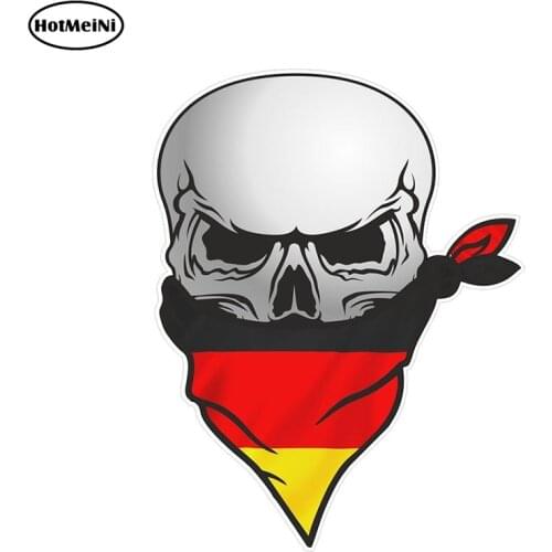 HotMeiNi 12cm X 8.3cm Gothic Biker Pirate Skull with Face Bandana Germany German Flag Motif External Vinyl Car Stickers