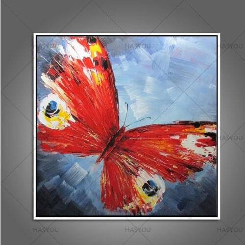 Oil painting coloring Red Butterfly Pictures hand painted canvas picture Modern Abstract Art Home Decoration New Year Present