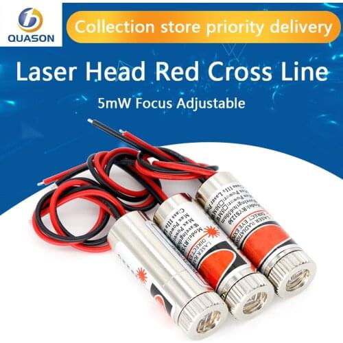 650nm 5mW Focus Adjustable Laser Head Red Cross Line Laser Diodes Module Metal Glass Lens Head Industrial Diameter 12MM