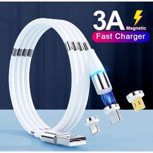 3A Micro USB Magnetic Cable Magnet Telescopic Data Cord Smart Phone Quick Charge Type-C Wire For iPhone 12 Xiaomi 11 Huawei P40
