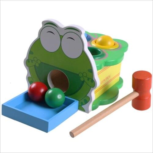 Mung Bean Frog Wooden Toys Batting Desk Table Hand Knock Ball Montessori Early Educational Colorful Toys For Children Kids Baby