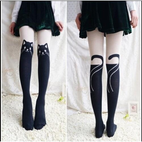 Cute College Women Pantyhose Autumn Winter Nylon Tights Velvet Cartoon Stockings Seamless Pantyhose Harajuku Style Kawaii Tights