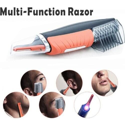 Multi Razor Micro Eyebrow Ear Nose Trimmer Removal Clipper Shaver Unisex Personal Electric Face Care Hair Trimer with LED Light