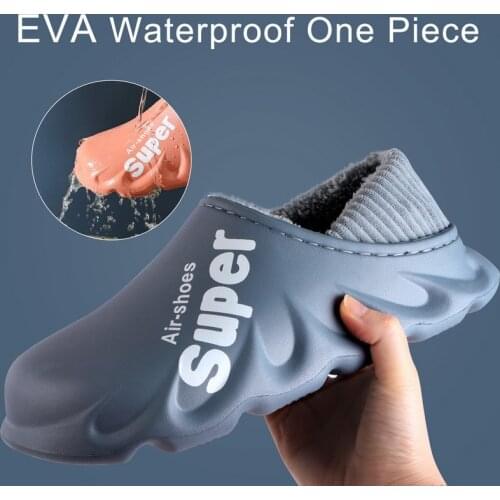 Mens Slippers Home Plush Slipper Female Winter Warm Slippers Women Thick Bottom Waterproof Shoes Men Indoor Non-slip Footwear