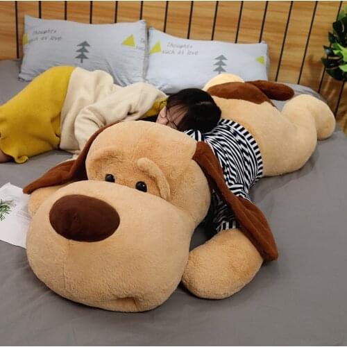 1pc 70/90CM Giant Size Soft Lying Dog Plush Toys Stuffed Animal Sleep Cushion Pillow Dolls for Children Baby Birthday Xmas Gifts