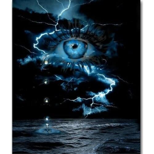 New 5d diamond painting diamond embroidery black white eye full square round diamond rhinestone mosaic lightning decoration P112