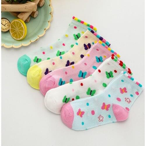 2019 New Summer Girls Socks Cotton Mesh breathable Cool Bow Socks For Girls 1-12 Years Kids Socks 5pairs=10piecs/lot