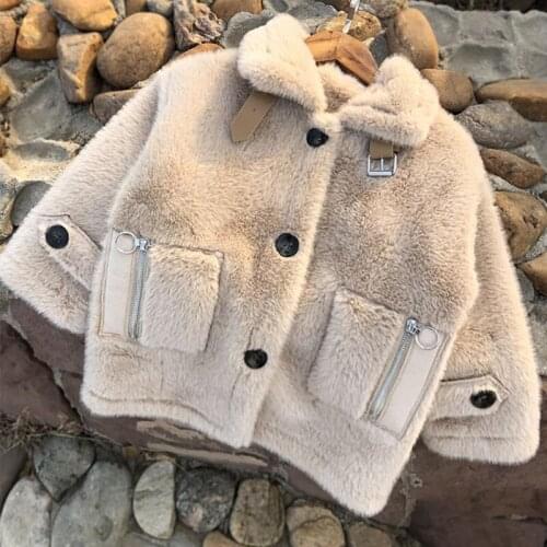 Baby Boys Girls Faux Fur Coat zipper Outerwear Kids Imitation Fluffy Fur Warm Clothes Children Autumn Winter Long Sleeve Jacket