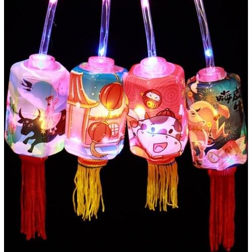 Cartoon Chinese Style Electric Portable Lantern Traditional Home Decoration New Year Garland Curtain Lamp Holiday Decoration