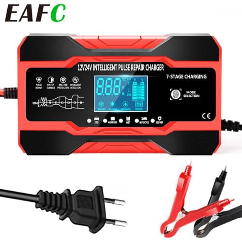Fully Automatic Car Battery Charger 12V 10A 24V 5A Smart Fast Charging for AGM GEL WET Lead Acid Battery Charger LCD Display