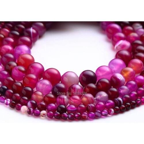 Wholesale Natural Stone Rose Stripe Agates Beads Round Loose Spacer Beads 4 6 8 10 12mm Beads for Jewelry Making