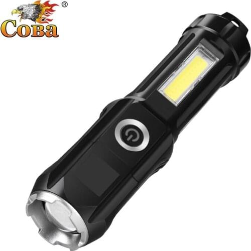Coba Portable Ultra Bright Flashlight ABS Strong Light Focusing Led Flash Light Rechargeable Zoom Outdoor Multi-function Torch