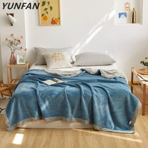 Blue fleece blankets and throws Adult Thick Warm winter Blankets Home Super Soft duvet luxury Blankets twin queen king blankets