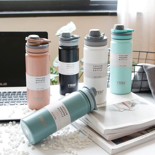 Sports Stainless Steel Vaccum Insulated Water Bottle Mental Thermos with Handle BPA Free Gym Cycling Travel Hot Cold Pink 500ml