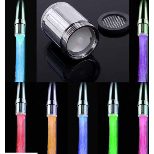 LED Kitchen Bathroom Faucet Extenders Water Saving 7 Colors Random Changing Faucet Aerator Led Tap Light W/ Switching Adapter