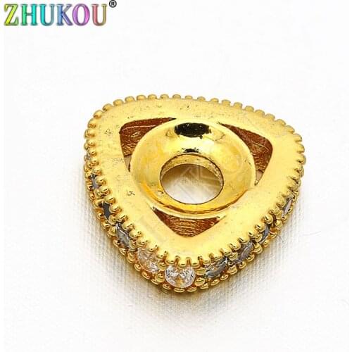 10*2.5mm Handmade Brass Cubic Zirconia Triangle Beads DIY Jewelry Findings Accessories, Model: VZ106