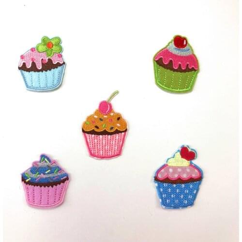 Cup cake Iron on Embroidered decorative decals patch Embroidery For cute Girls Clothes bag Apparel Garment Accessories