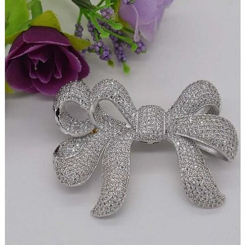 High-grade microscope zircon Diy hand-string classic big bowknot tassel pendant long sweater chain link clasp