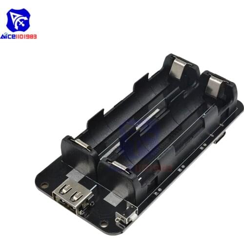 Diymore ESP8266 ESP32 ESP32S WeMos 2x18650 Batteries Charger Shield V8 5V 2.2A Micro USB/Type-C Output for Arduino Power Bank