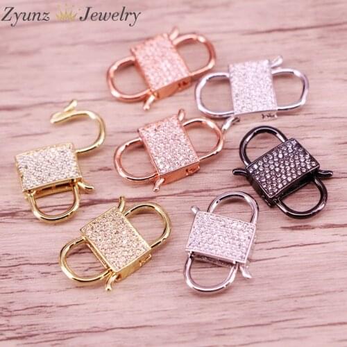 5PCS, Metal Jewelry Clasps CZ Clasps Lock Carabiner End Connectors Charm For Jewelry Making Components Accessories