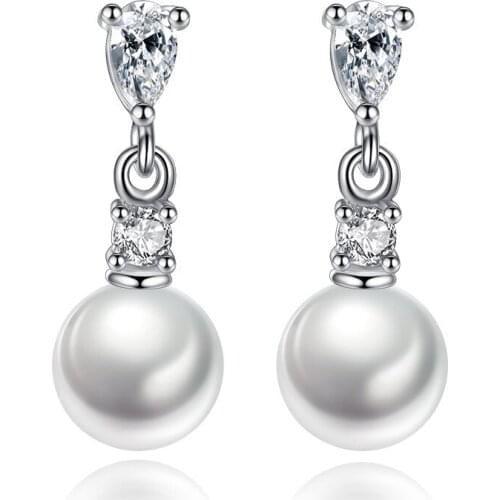 S925 Silver Earring Crystal & Pearl Tassels Stud Earring For Women Wedding Gift Lady Girl Fashion Zircon Jewelry