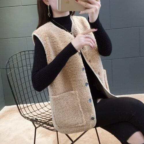 4586 real picture lamb wool Pocket Vest cardigan 62L area 34]
