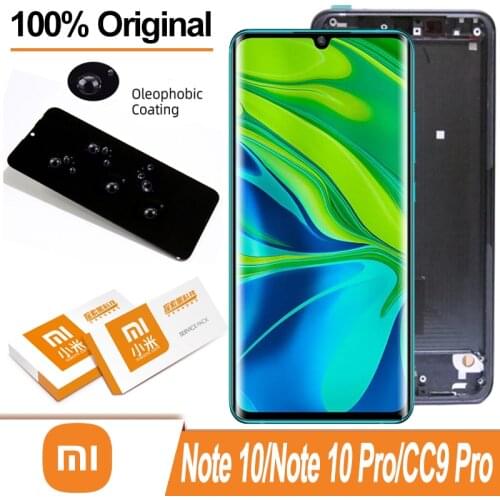 100% Original 6.47" AMOLED Display for XiaoMi Mi Note 10 Pro Full LCD Display Mi CC9 Pro Touch Digitizer Assembly Repair Parts