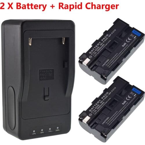 2 Battery for Sony NP-F550 NP-F330 NP-F750 NP-F960 F970 F770 + Rapid Charger