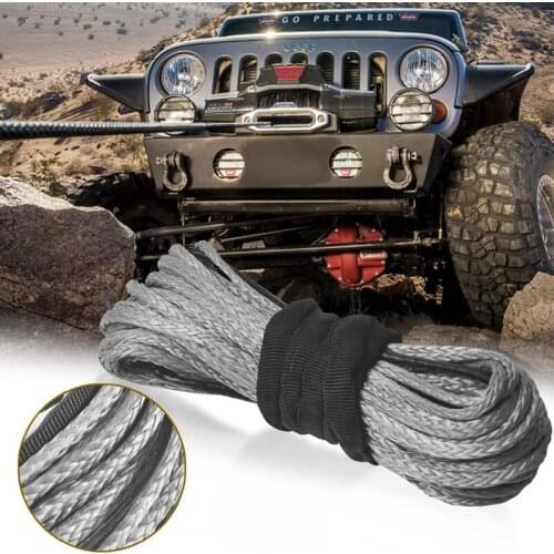 3/16 inch x 50 inch 7700LBs Synthetic Winch Line Cable Rope with Protecing Sleeve for ATV UTV (Grey)