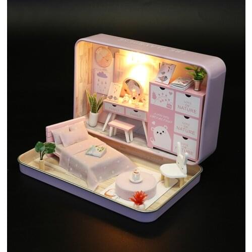 Box Theatre Dollhouse DIY 3D Doll House Furniture Miniature Toy DIY Miniatures House Furnitures Handmade Funny Box Assemble Kit