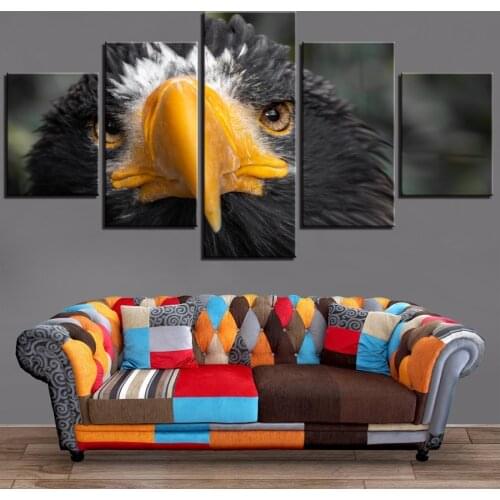 5 Pieces Cool Black Eagles Eyes Wall Art Painting Pic For Home Decoration Canvas Posters Modern Animal Wallpapers