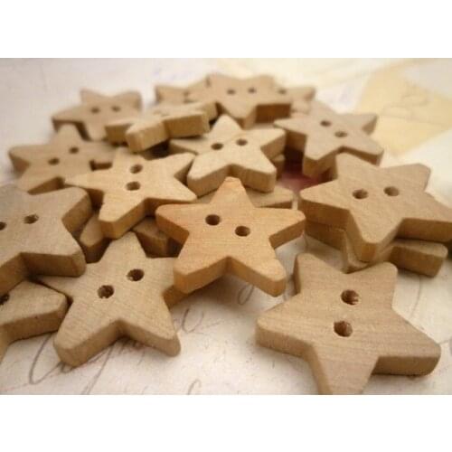500pcs Star Wooden Buttons flowers ornament 18mm wholesale free shipping