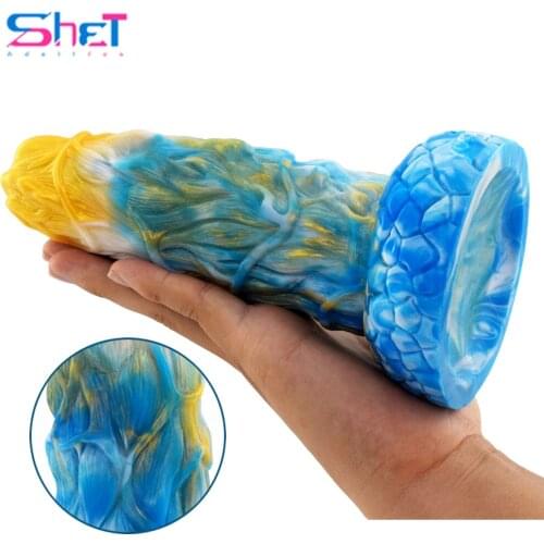 SHET 19cm Long Dildo Vein Deep Texture Anal Plug with Strong Suction Cup Butt Plug for G-spot Orgasm Sex Toy for Women Sex Shop