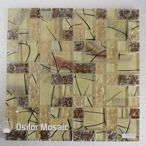 Free shipping cracked pattern glass crystal mosaic tile for bathroom or living room wall tile