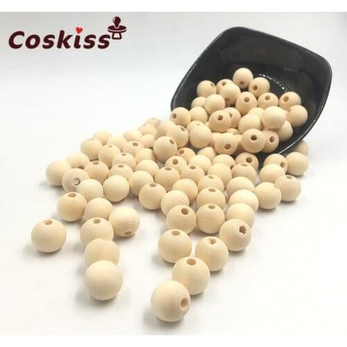 12-20mm Round Natural Wooden Beads - Unfinished 200 Pieces Baby Teether Wooden Teething Beads