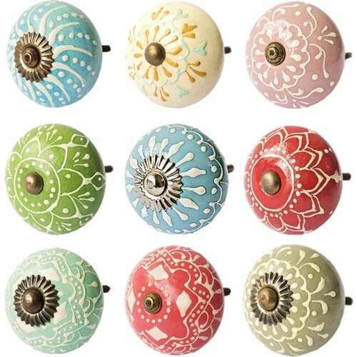 Porcelain Handle Cabinet Drawer Pull Porcelain Knob Round Furniture Door Pulls