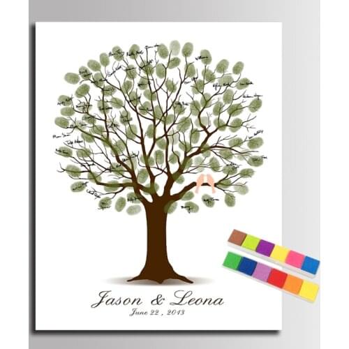 Wedding Fingerprint Tree Painting Loved Birds Guest Book Wedding Gift Fingerprint painting Wedding Souvenir Canvas Painting