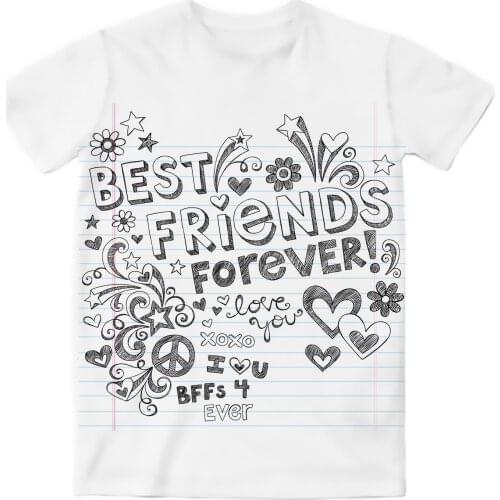 REAL American US SIZE Best Friends Forever Sublimation Printing Plus Size 3XL 4XL 5XL 6XL Top T-Shirt
