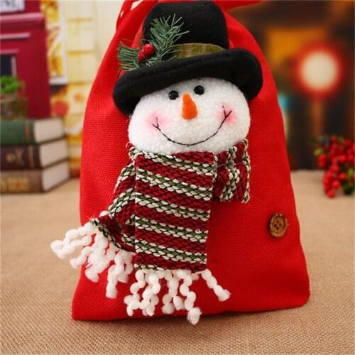 Hot Sale Christmas Snowmen Candy Bag Santa Claus Snowmen Gift Bag Children Storage Bag 1 Pc