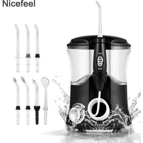 Nicefeel Oral Irrigator Water Pulse Flosser Dental Jet Teeth Cleaner Hydro Jet With 600ml Water Tank and 7Nozzle Tooth Care